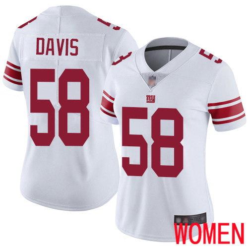 Women New York Giants 58 Tae Davis White Vapor Untouchable Limited Player Football NFL Jersey